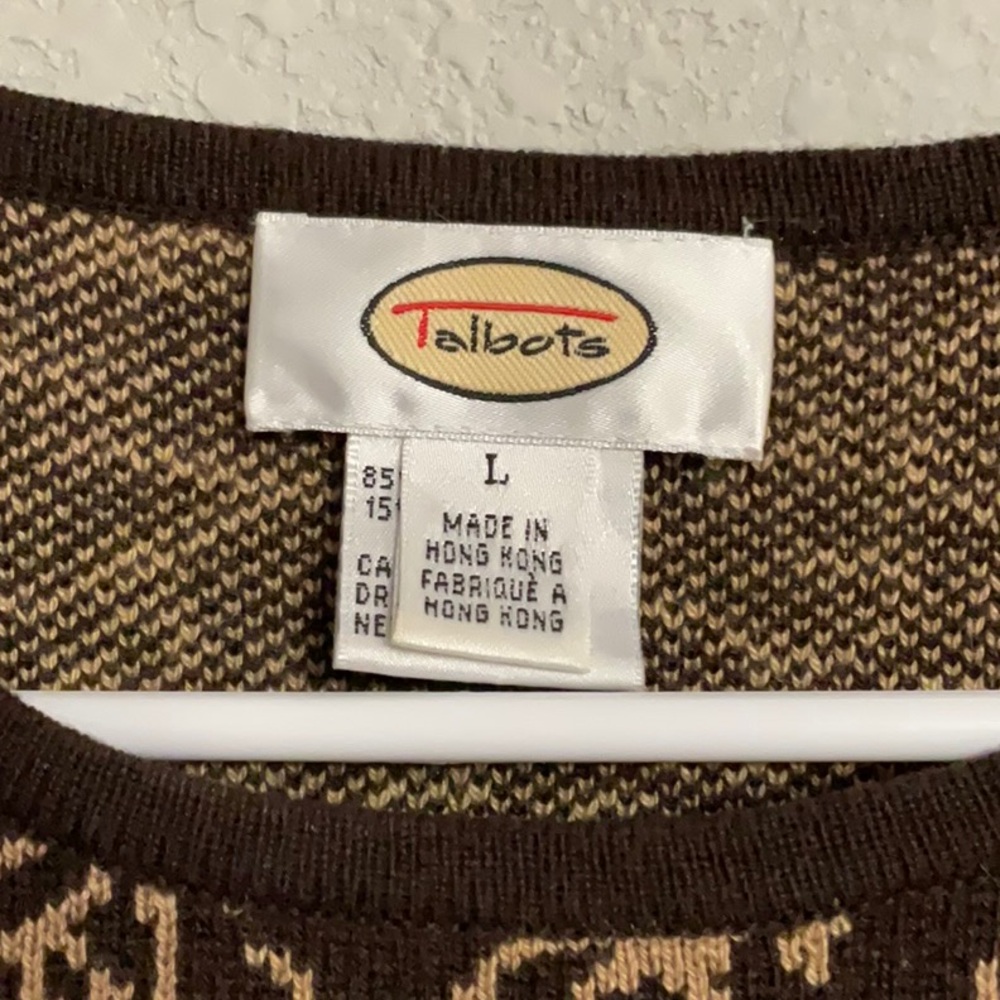 Talbots Brown And Cream Patterned Sleeveless Top - image 5